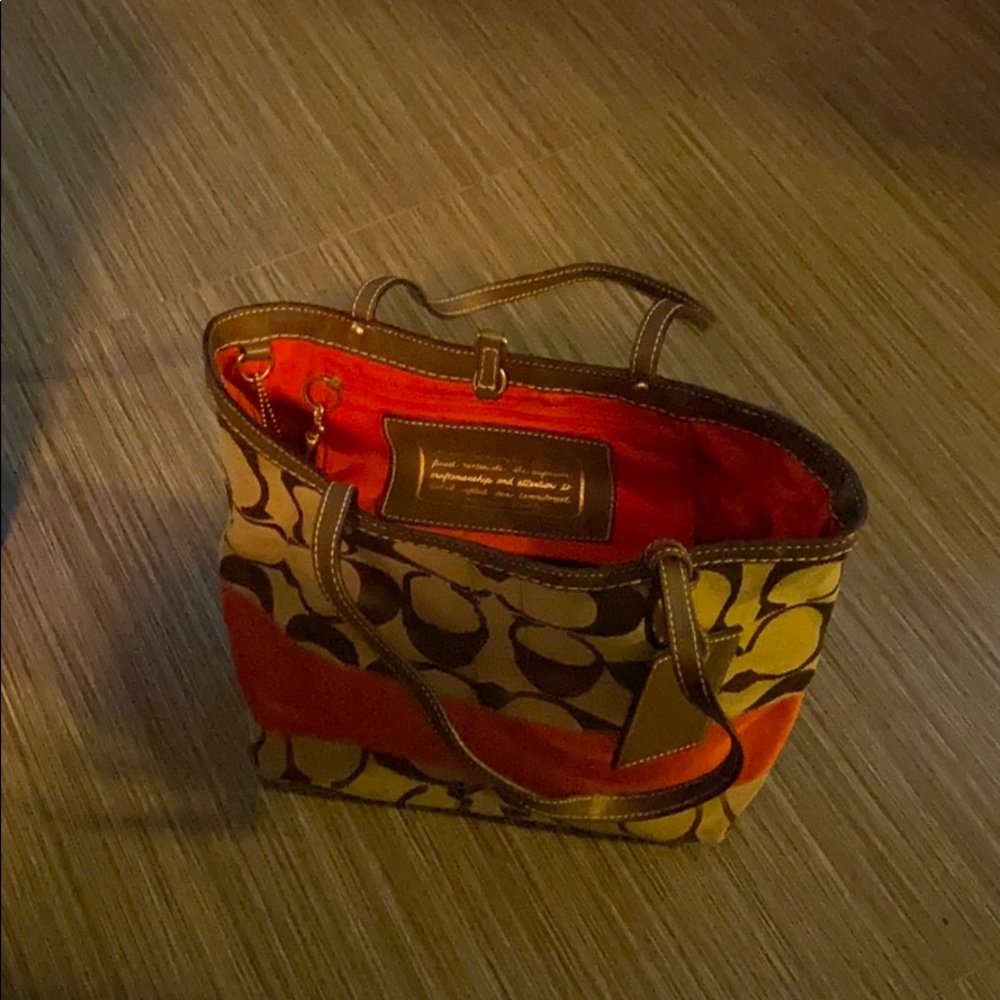 Coach bag. Reversible. Burnt orange and brown.